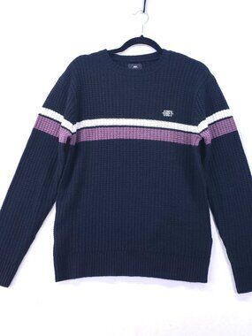 Obey Worldwide Cheyne Jumper Crew Neck Sweater Size Small Waffle Knit Striped